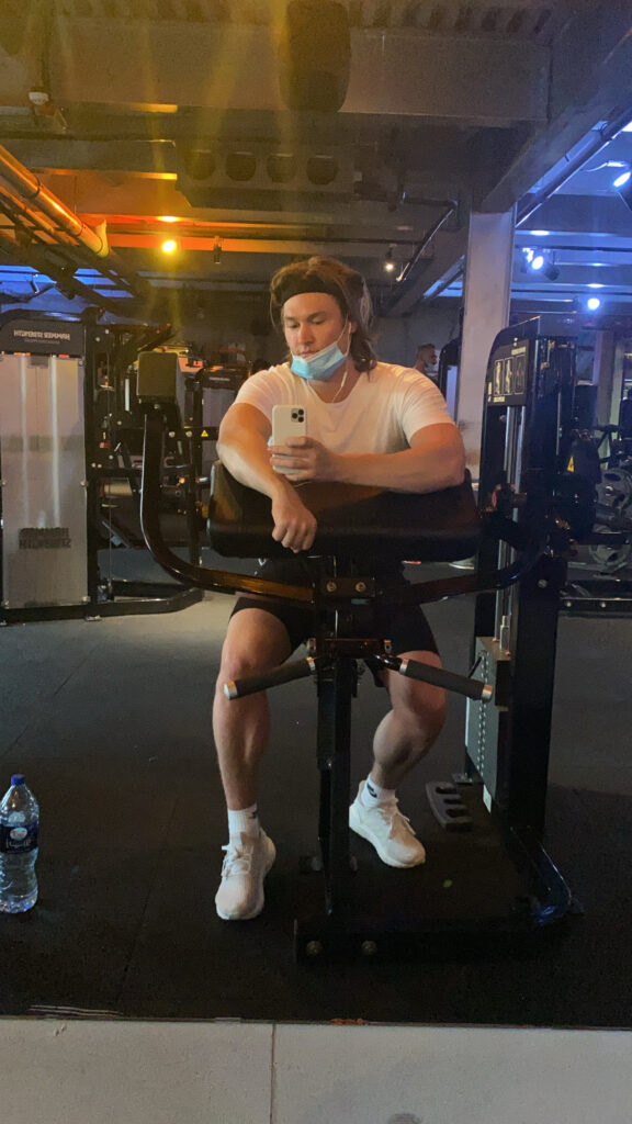 Conor Corroon working out in the gym